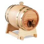 Relaxdays tonneau pour boissons, 1, 25 litre, bois de ch�ne, support & robinet, whisky, vin, spiritueux, ...
