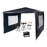 Tonnelle pavillon chapiteau pergola festival 3x3 m , 2 côtés fenêtres métal pe tente de jardin, bleu ... Tonnelle pavillon chapiteau pergola festival 3x3 m , 2 côtés fenêtres métal pe tente de jardin, bleu ...