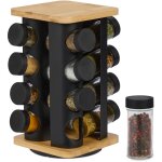 Relaxdays tourniquet � �pices, 16 pots, rotatif � 360�, h x l x p : 28 x 20 x 20 cm, nature et noir