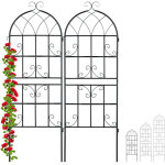 Treillis de jardin, métal, lot de 2, à planter, tuteur pour plantes grimpantes, 150 x 50 cm, noir - relaxdays ... Treillis de jardin, métal, lot de 2, à planter, tuteur pour plantes grimpantes, 150 x 50 cm, noir - relaxdays ...