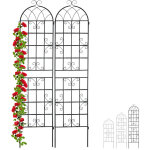 Treillis de jardin, métal, lot de 2, à planter, tuteur pour plantes grimpantes, 220 x 50 cm, noir - relaxdays ... Treillis de jardin, métal, lot de 2, à planter, tuteur pour plantes grimpantes, 220 x 50 cm, noir - relaxdays ...