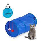 Tunnel pliable pour chat, lxd : env. 48x26 cm, avec jouets et sac de transport, jouet interactif, bleu ... Tunnel pliable pour chat, lxd : env. 48x26 cm, avec jouets et sac de transport, jouet interactif, bleu ...