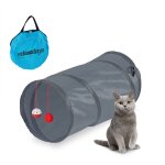 Tunnel pliable pour chat, lxd : env. 48x26 cm, avec jouets et sac de transport, jouet interactif, gris ... Tunnel pliable pour chat, lxd : env. 48x26 cm, avec jouets et sac de transport, jouet interactif, gris ...