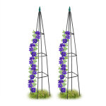Relaxdays tuteur  tomates, lot de 2, pyramide, pour plantes grimpantes. mtal,  poser, hlp 190x35x35 ...