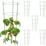 Tuteur pour tomates, plantes grimpantes, lot de 6, m�tal & plastique, 3 anneaux r�glables, hauteur 76 ...