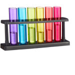 Relaxdays verres  shots prouvettes, 6 shooters  liqueur amusants, support, 4 cl, tubes  essais, plastique, ...