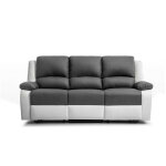 Usinestreet - canap� de relaxation manuel 3 places en pu gris et blanc - valia