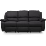 Relaxxo - canap relaxation 3 places simili cuir leo - noir