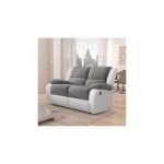 Usinestreet - canap� de relaxation �lectrique 2 places gris et pu blanc - valia
