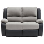 Relaxxo - canap de relaxation lectrique 2 places microfibre et simili leo - gris et noir