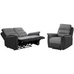 Loungitude - relaxxo - ensemble canap relax lon 2 places + fauteuil manuel en microfibre et simili ...
