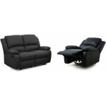 Loungitude - relaxxo - ensemble canap relax manuel leo 2 places + fauteuil manuel en simili - noir