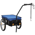 Remorque de vlo / chariot  main 155x60x83 cm acier bleu vidaxl
