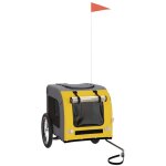Remorque de v�lo pour chien jaune et gris tissu oxford et fer