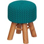 Petit tabouret tricot en coton vert c�ladon - lisa