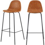 Rendez - vous dco - lot de 2 chaises de bar 75 cm en cuir synthtique camel - henrik
