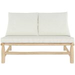 Rendez - vous dco - banquette de jardin 2 places en teck et coussins blanc cass - makam