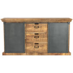 Rendez - vous déco - buffet en bois 3 tiroirs 2 portes coulissantes en métal - tabuk Rendez - vous déco - buffet en bois 3 tiroirs 2 portes coulissantes en métal - tabuk