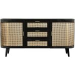Rendez - vous déco - buffet noir 2 portes 3 tiroirs en bois de manguier et cannage - wendy Rendez - vous déco - buffet noir 2 portes 3 tiroirs en bois de manguier et cannage - wendy