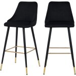 Rendez - vous d�co - lot de 2 chaises de bar 77. 5 cm en velours noir - aristote