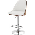 Rendez - vous d�co - chaise de bar r�glable et pivotante en bois fonc� et pu blanc 56 / 77 cm - georges ...