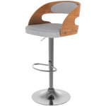 Rendez - vous d�co - chaise de bar r�glable 62 / 84 cm en tissu gris clair - louis