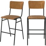 Rendez - vous d�co - lot de 2 chaises pour �lot central 66 cm en bois fonc� - clem