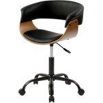 Rendez - vous d�co - chaise de bureau pivotante sur roulettes en bois et pu noir - basile