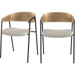Rendez - vous déco - lot de 2 chaises en tissu bouclé blanc et bois de chêne - esmée Rendez - vous déco - lot de 2 chaises en tissu bouclé blanc et bois de chêne - esmée