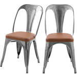 Rendez - vous d�co - lot de 2 chaises en m�tal chrome et cuir synth�tique marron - charly