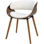 Rendez - vous dco - chaise en cuir synthtique blanc et bois plaqu noyer - polo