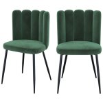Rendez - vous d�co - lot de 2 chaises en velours vert et pieds en m�tal - rosy