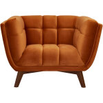 Rendez - vous déco - fauteuil en velours orange curcuma - mona Rendez - vous déco - fauteuil en velours orange curcuma - mona