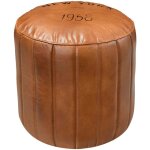 Rendez - vous déco - pouf rond en cuir marron d42 cm - bally Rendez - vous déco - pouf rond en cuir marron d42 cm - bally