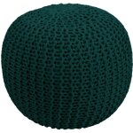 Rendez - vous dco - pouf tricot rond en coton vert sapin d40 cm - elisa