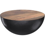 Table basse ronde en bois massif et mtal d90 cm - tajy