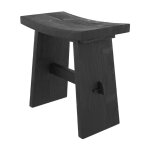 Rendez - vous déco - tabouret en bois de teck recyclé peint en noir - eka Rendez - vous déco - tabouret en bois de teck recyclé peint en noir - eka