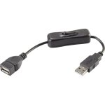 C�ble usb usb 2. 0 usb - a m�le, usb - a femelle 0. 25 m noir avec interrupteur on / off, contacts dor�s ...