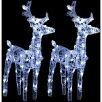 Rennes de no�l 2 pcs 80 led blanc froid acrylique vidaxl