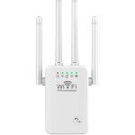 Repeteur wifi sans fil 4 antennes 2. 4g wifi 300m extender amplificateur de signal longue portee blanc ...