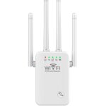 Repeteur wifi sans fil 4 antennes 2. 4g wifi 300m extender amplificateur de signal longue portee blanc ...