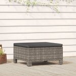 Bonnevie - repose - pieds pour jardin ou salon - tabouret pouf avec coussin gris rsine tresse bv700342 ...