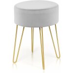 Repose - pieds rond moderne en velours, siege de coiffeuse ottoman avec pieds en metal dore, pour salon, ...