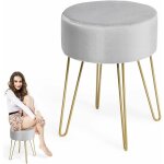 Repose - pieds rond en velours avec pieds en m�tal dor� style de luxe moderne, tabouret de coiffeuse ...