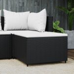Decdeal - repose - pied tabouret bas pouf bout de canap� de jardin avec coussin noir r�sine tress�e 89815 ...