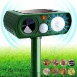 R�pulsif chat jardin � ultrasons - 5 modes, aliment� par usb ou solaire, avec piquet au sol