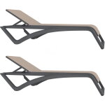Resol sky club chaise longue ext�rieur set 2 structure gris fonc� - textil�ne beige