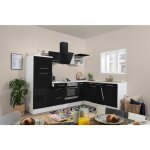 Cuisine kitchenette d'angle blanc noir amanda 260 x 200 cm respekta premium Cuisine kitchenette d'angle blanc noir amanda 260 x 200 cm respekta premium