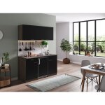 Cuisine kitchenette single chêne york noir oliver 150 cm respekta Cuisine kitchenette single chêne york noir oliver 150 cm respekta