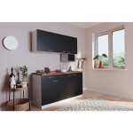 Cuisine mini - cuisine single luis 150 cm blanc noir sans r�frig�rateur respekta